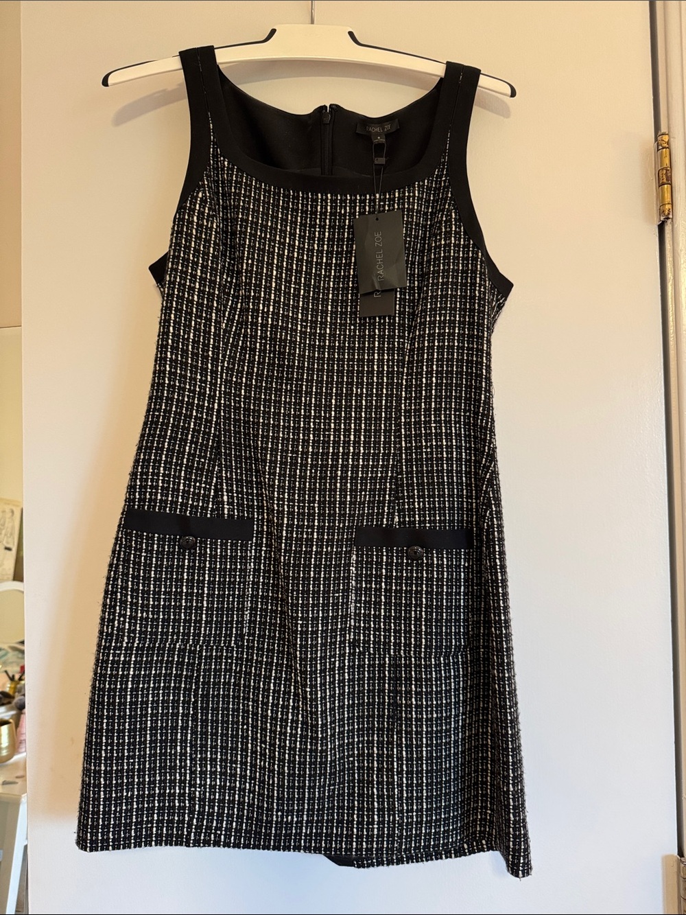 Rachel Zoe Black and White Tweed Mini Shift Dress